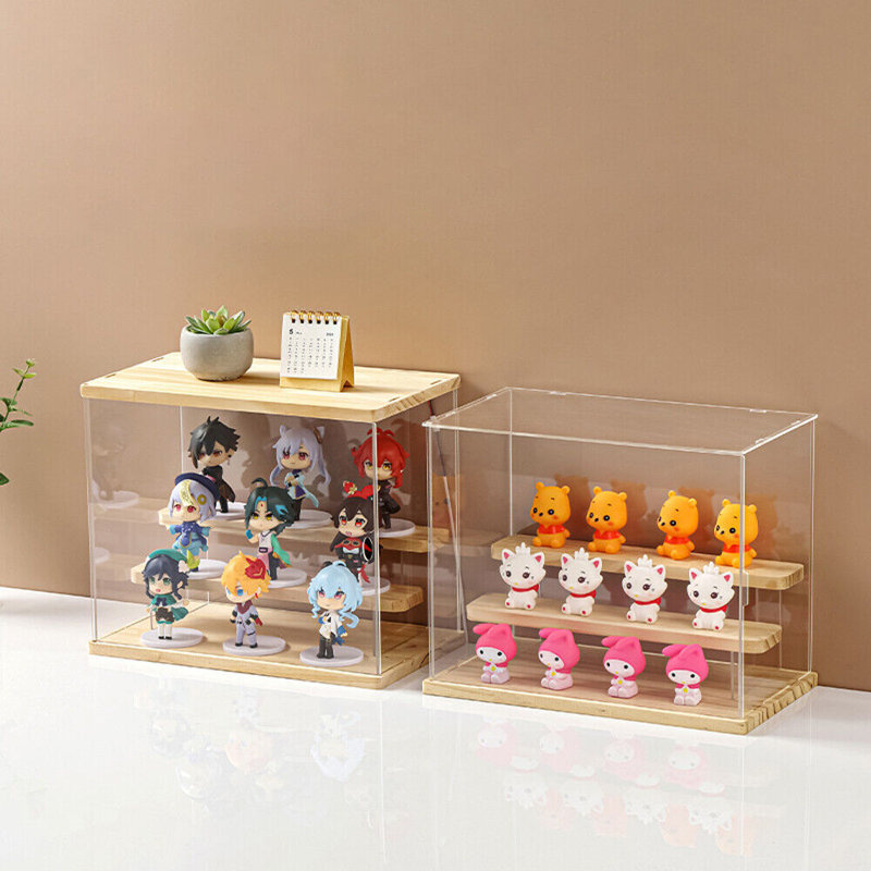4 Tier Model Toy Display Case Small Clear Acrylic Box Dust Proof Stair Step