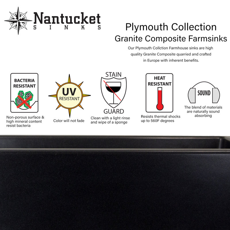 Plymouth 32.75'' L Single Basin Kitchen Sink, Titanium Gray