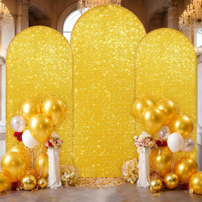 Housse de fond scintillante pour arche de mariage de 2 m (6,6 pi), réutilisable en spandex avec fermeture éclair, housse de fond ronde ajustée pour décoration de fête d'anniversaire, cérémonie, fête prénatale et banquet