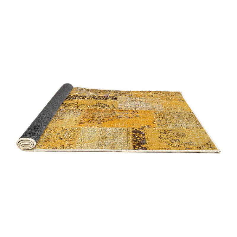 Tapis gris/brun/noir contemporain, Rond 7 pi