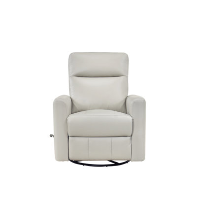 Fauteuil inclinable et pivotant, cuir argenté et similicuir