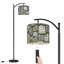 Lampe sur pied à arc avec abat-jour ajustable Mur de pierre simulé 3D Mur de pierre en béton craquelé Lampe sur pied 3 températures de couleur à intensité variable avec poteau pour la chambre à coucher