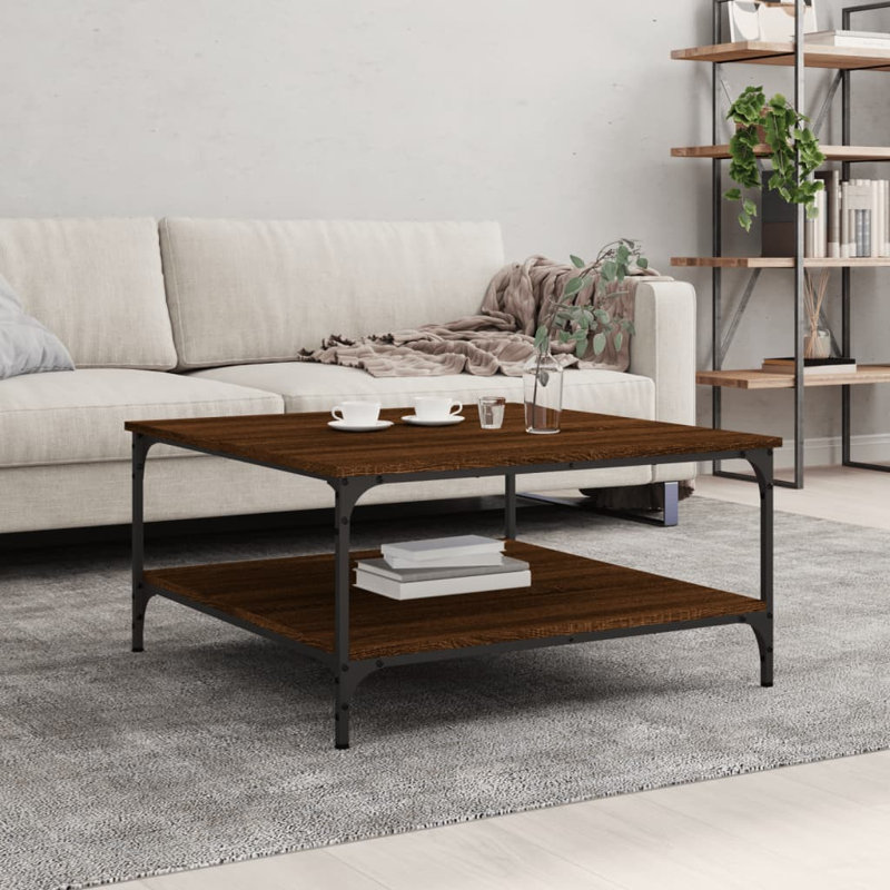Rorer Four Leg Coffee Table with Storage, Black, 40cm H x 80cm W x 80cm D
