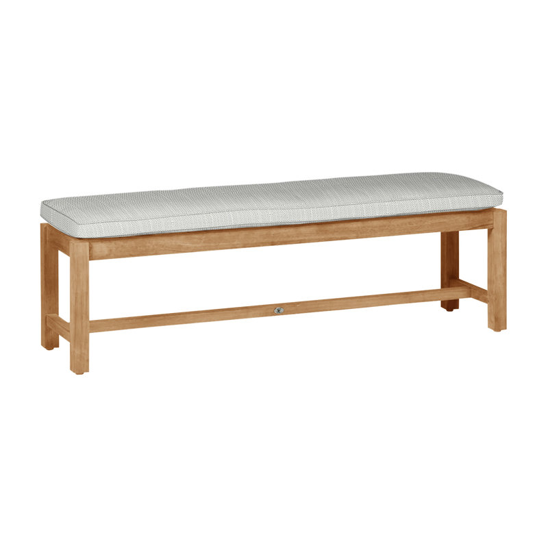 Banc sans dossier Club Teak - Teck naturel, Welt, Sunbrella® argent Verona, Teck naturel
