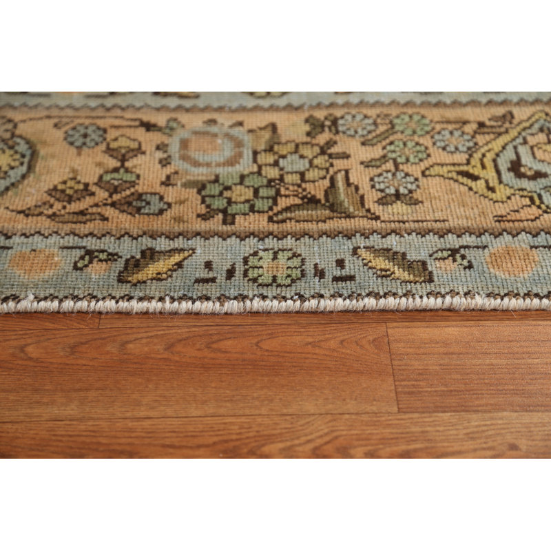 Tapis persan Tabriz patiné vieilli noué à la main 7 x 10