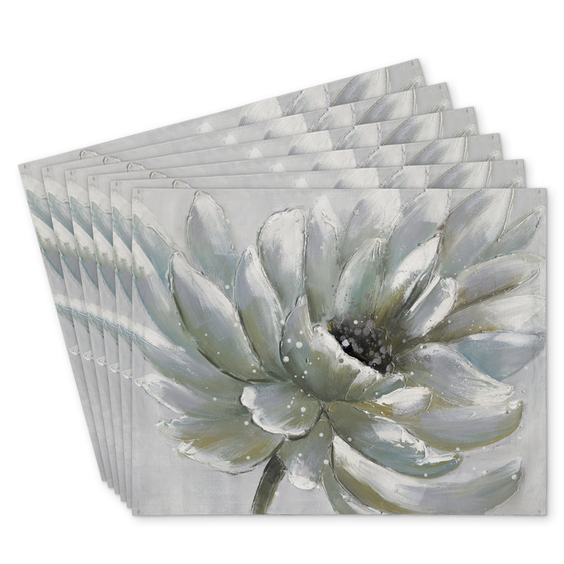 White Chrysanthemum Polyester Eiver Set of 6 - Home Decor