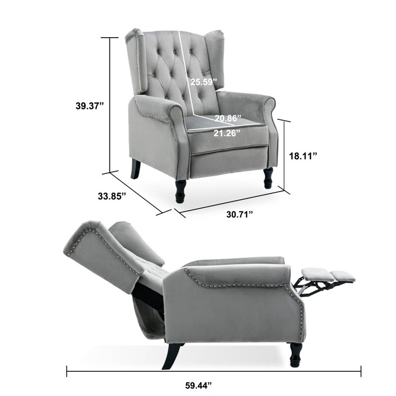 Druv Recliner, Gray Flannelette