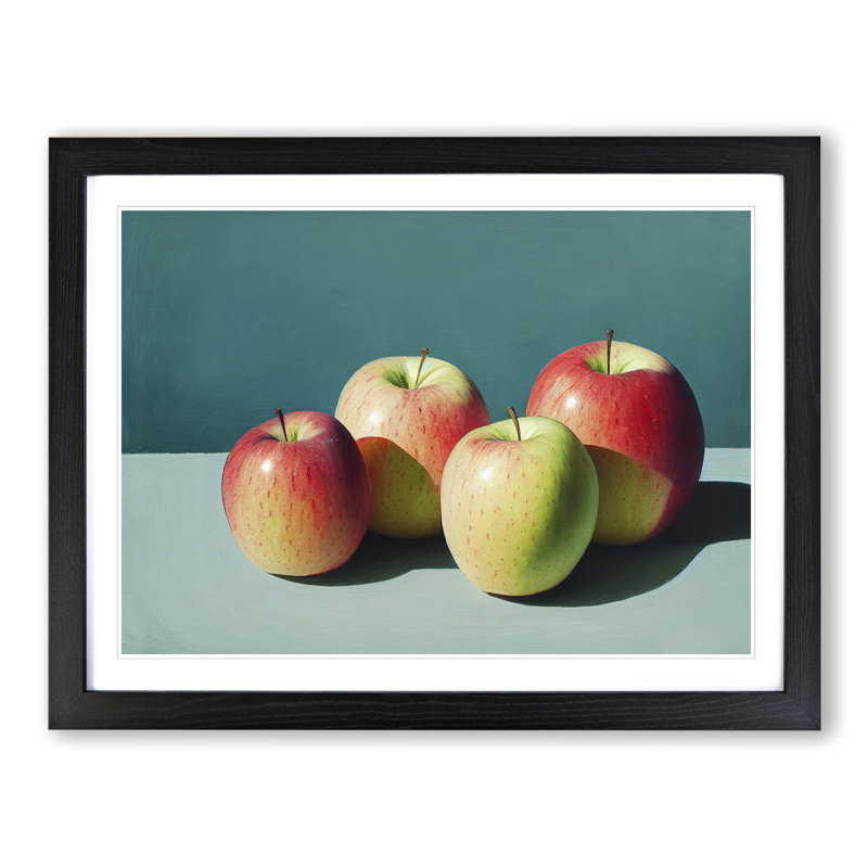Apple Fruit Selection Vol.1 - Single Picture Frame Print, Black, 46cm H x 64cm W