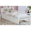 Lit simple blanc avec rangement pour tête de lit et garde-corps - Cadre spacieux spacieux de conception moderne avec tiroir-2133002536