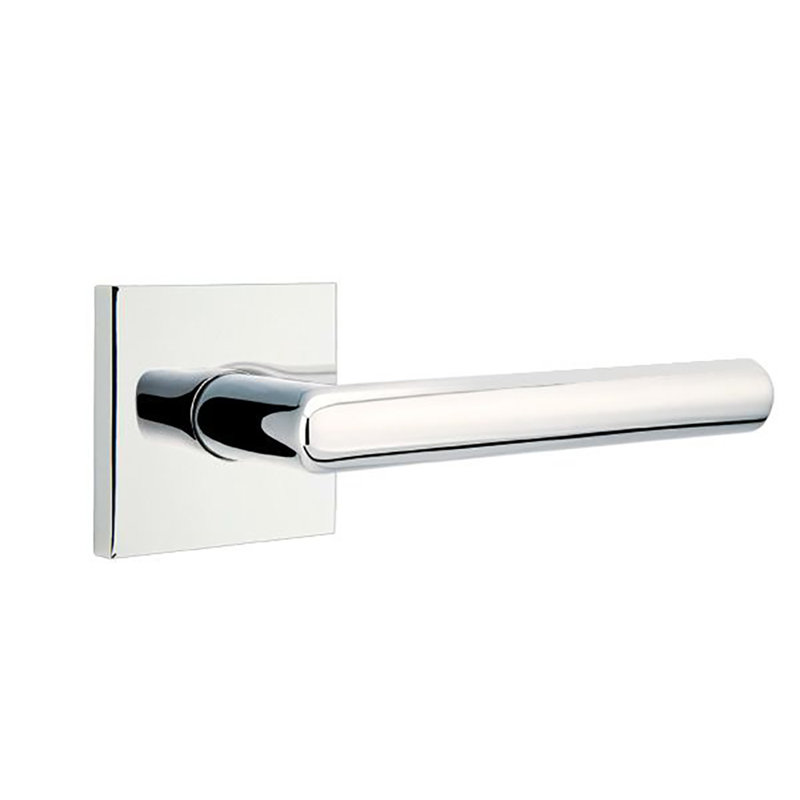 Levier de porte avec rosette pour la vie privée (lit et bain), Droite, Chrome poli