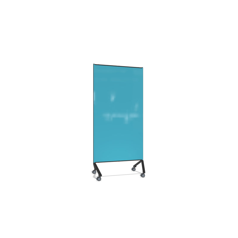 Panneau de verre mobile non magnétique Ghent Pointe, 76,5 po x 36,13 po, Noir, Bleu