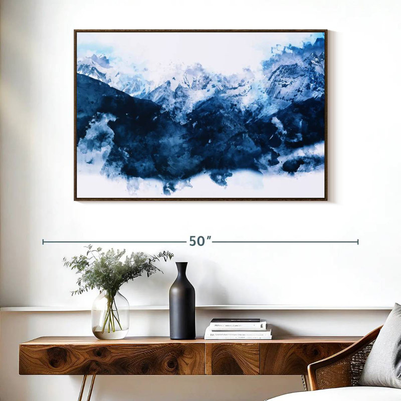 Montagnes enneigées, Cadre flottant noyer, 40 po x 27 po