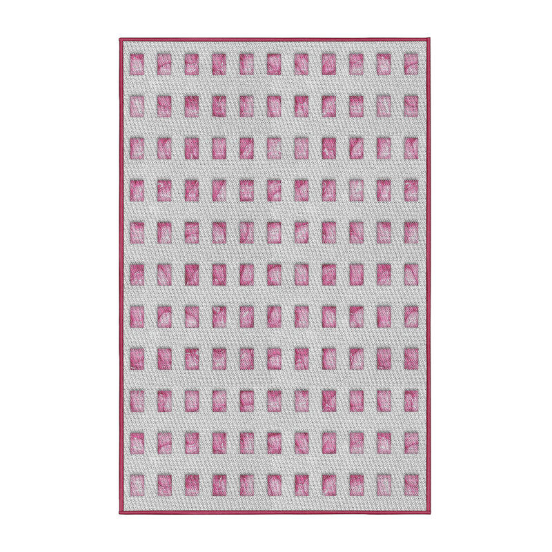 Tapis rose/zone grise à motifs, Rectangle 3 pi x 5 pi