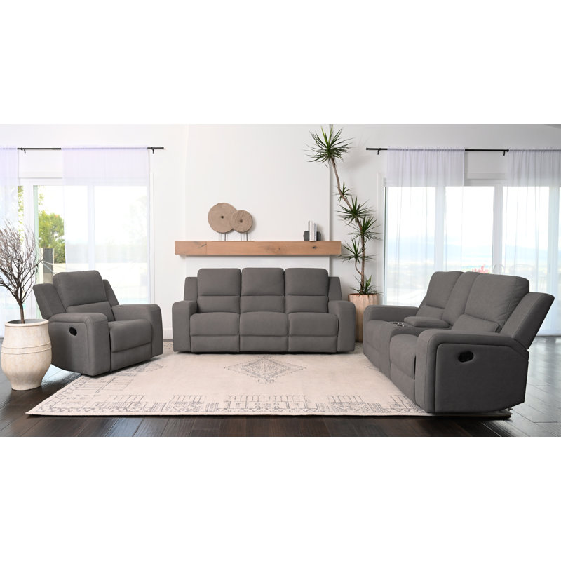 Ensemble de salon inclinable 3 pièces Brindy, Charcoal