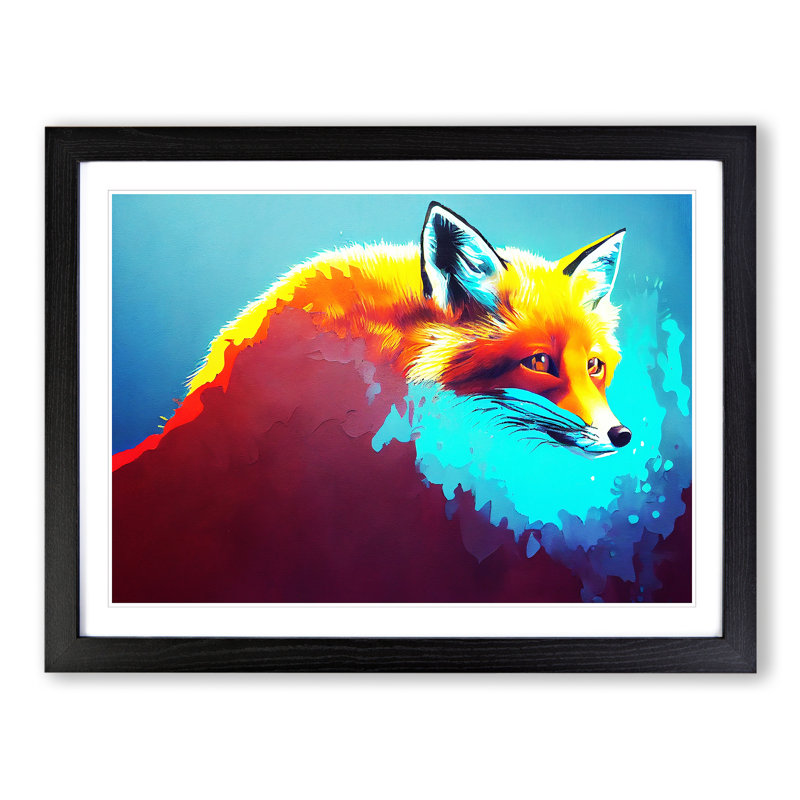 Fox Vol.4 - Single Picture Frame Painting, Black, 46cm H x 64cm W x 2cm D