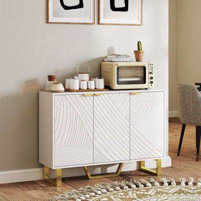 Sideboard with Adjustable Shelves, Modern Buffet Cabinet, White