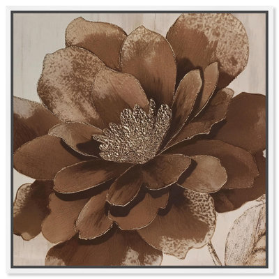 «Bronze Flower I», reproduction d'art sur toile par Art Remedy, cadre blanc, 40 x 40