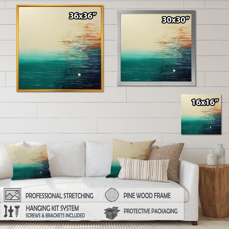 «Minimalistic Essence Beach II - Minimalisme», art mural, Toile tendue, H 36 po x l 36 po x P 1,5 po