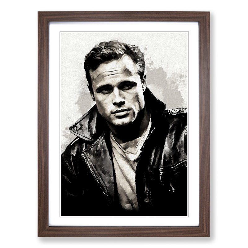 XYZ-FRM-V1223-4484 Marlon Brando Classicism 1 Piece Single Picture Frame Wall Art, 64cm H x 46cm W x 2cm D, Walnut Framed