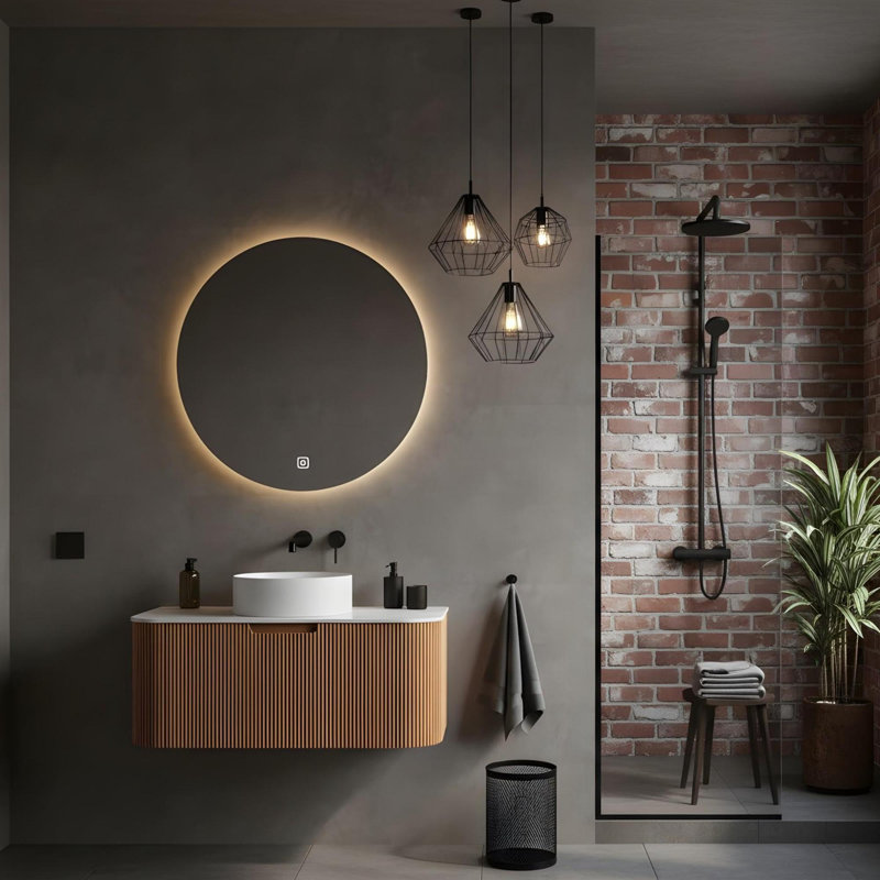 Salle de bain murale 36 "avec lavabo rond en céramique et tiroir, 36"