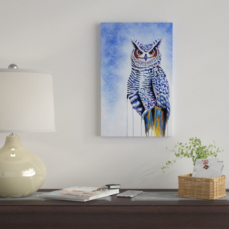 «Great Horned Owl in Blue», impression sur toile tendue, H 24 po x l 16 po