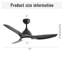 52 Inch Ceiling Fan with Light and 6-speed Remote Control 3 ABS Fan Blades Black for Bredoom Patio
