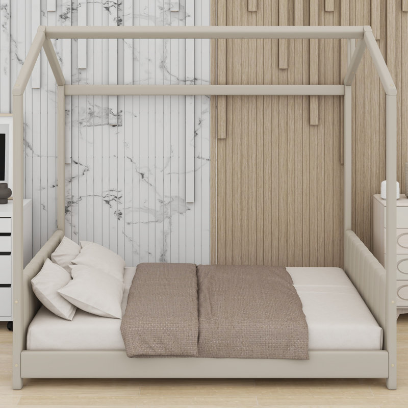 Lit en bois Velvet House, Beige
