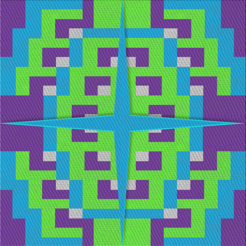 Bleu géométrique/bleu/Tapis décoratif pourpre, Carré 8 pi