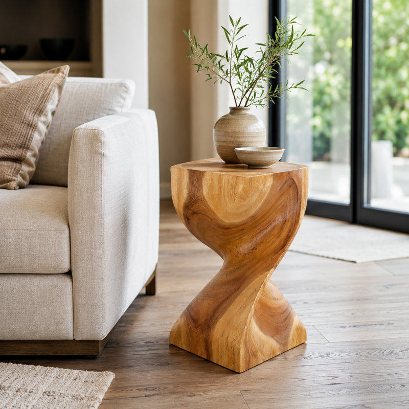 Wooden End Table - Unique Wooden Side Table - Mid Century Side Table - Saur Wood Side Table - Small Accent Table - Mid Century Modern Side Table