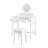 Space - Saving White Dressing Table With Four Leaf Reversible Mirror, Golden Handles, 5 Drawers For Cosmetics, Comfortable Seating Beauty Items, Stool