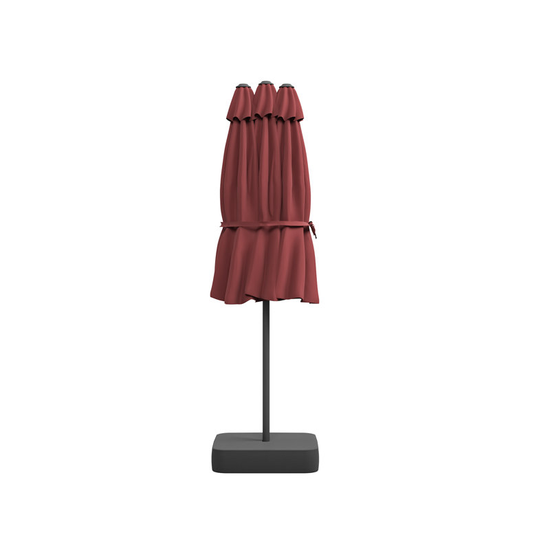 Parasol de marché rectangulaire avec base 15 pi x 9 pi, Rouge