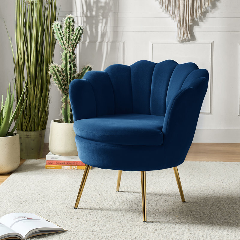 Hendrix Velvet Accent Chair, Navy Velvet