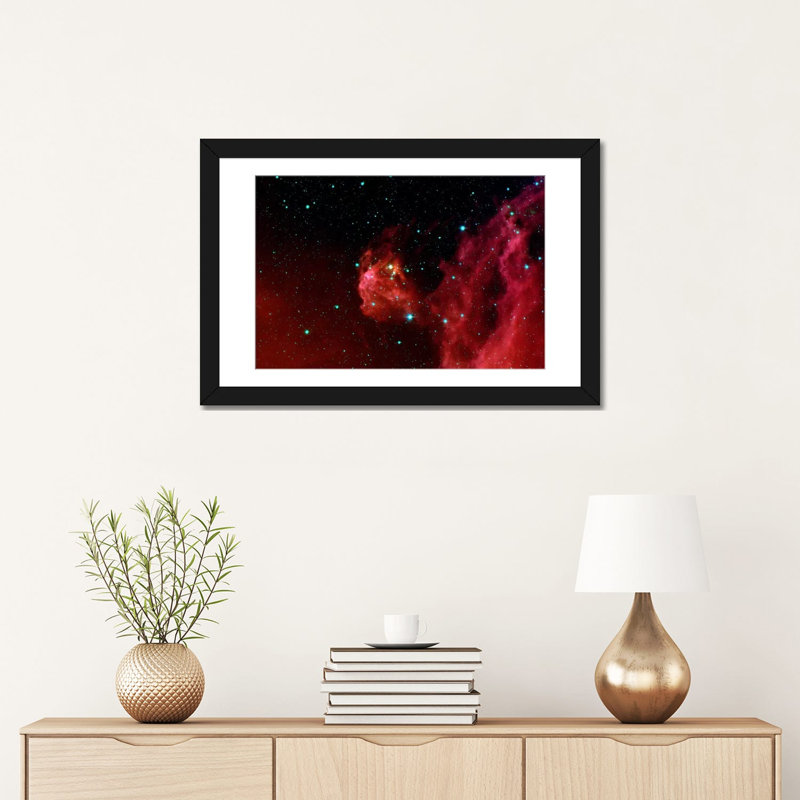 Art sur toile Caleigha, H 16 po x l 24 po x P 1 po, Papier beaux-arts encadré noir, Blanc