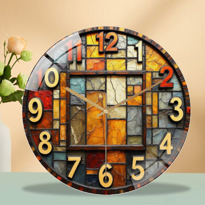 Horloge murale décorative rétro avec horloge murale moderne en verre 12 po
