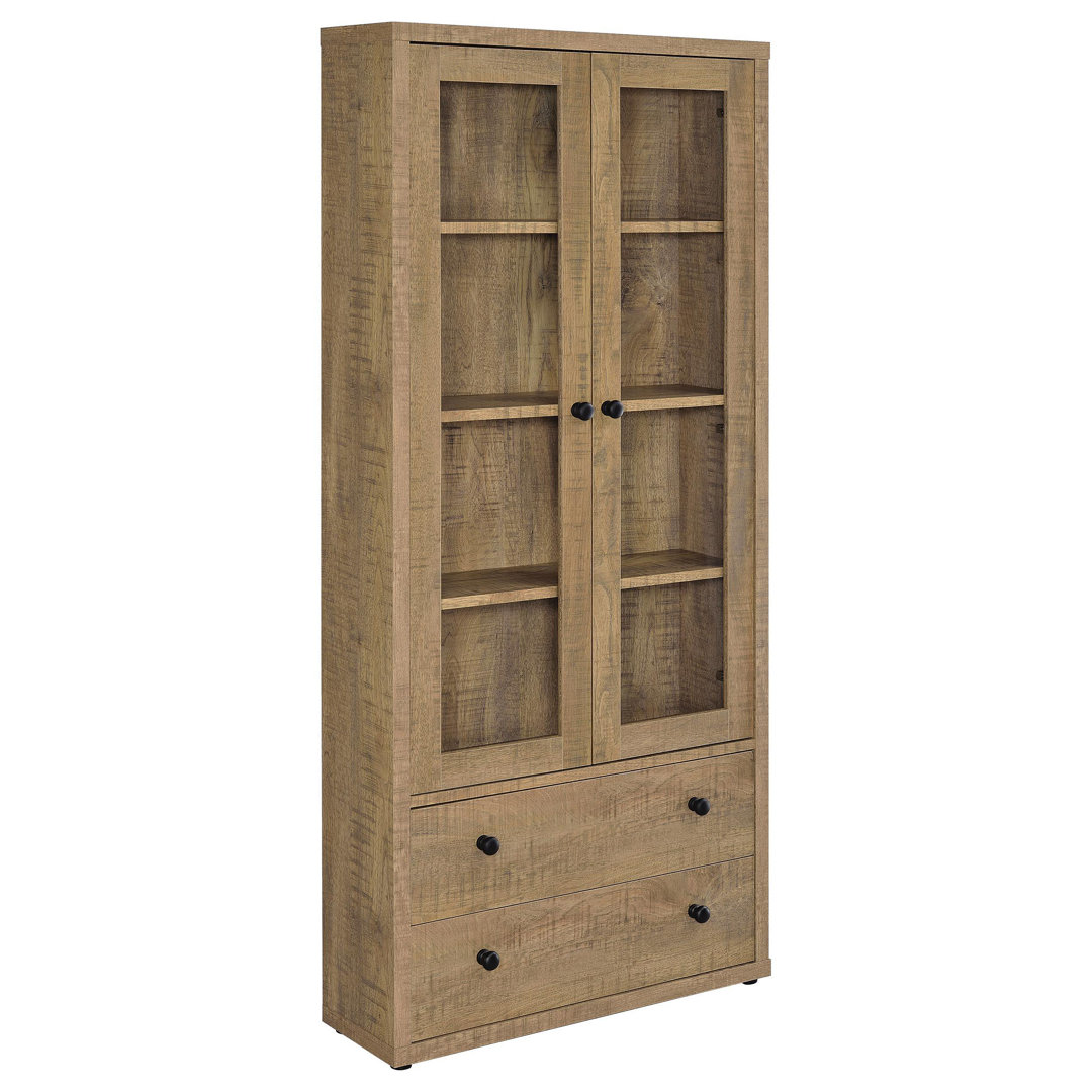 Bogard 4-Shelf Glass Door Tall Cabinet With Drawers Ebern Designs 