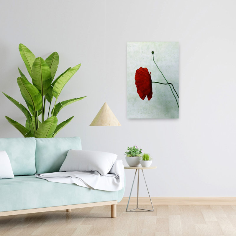 Art contemporain, art floral moderne, coquelicot organique moderne, H 24 po x l 16 po