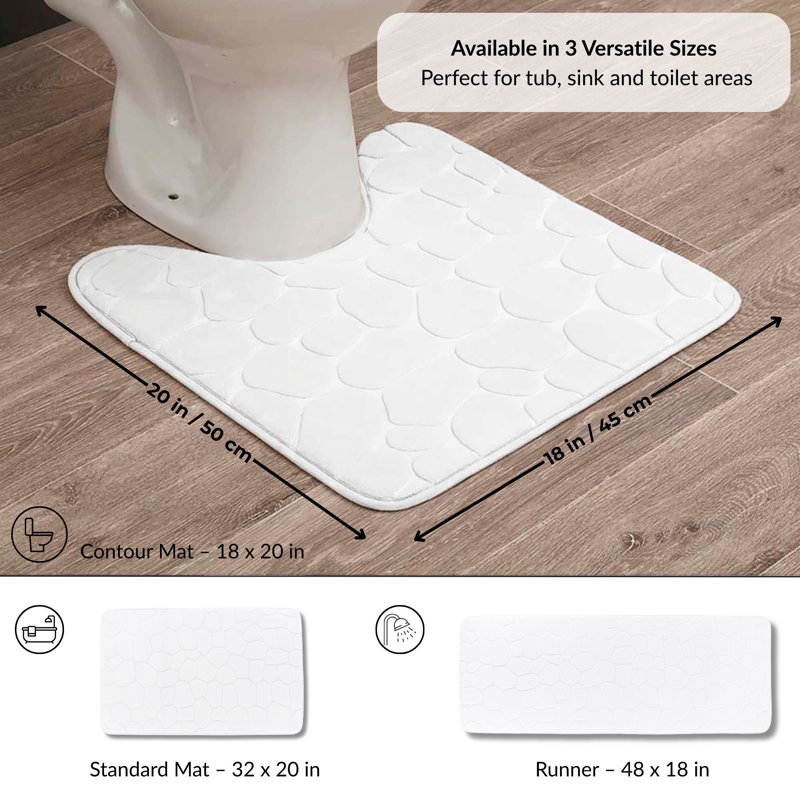 Pebbles 3D Contour Mat Microfiber Memory Foam 20' x 20", White