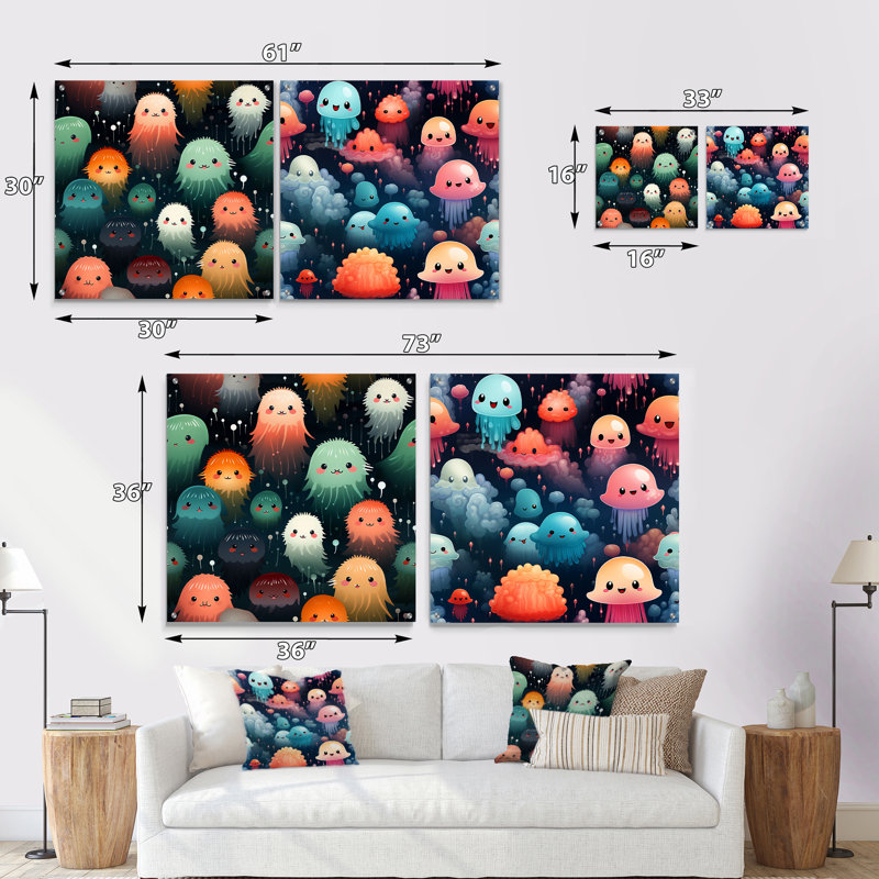 Ensemble de 2 papiers peints Slimy Jellyfish, H 36 po x l 73 po