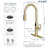 MASO Touchless Kitchen Faucet with Pull-Down Sprayer, Fahrenheit Temperature Display, 3 Spray Modes, 360° Swivel, Commercial Modern Faucet for RV, Farmhouse, Camper, Laundry & Bar,Brushed Gold-125898331