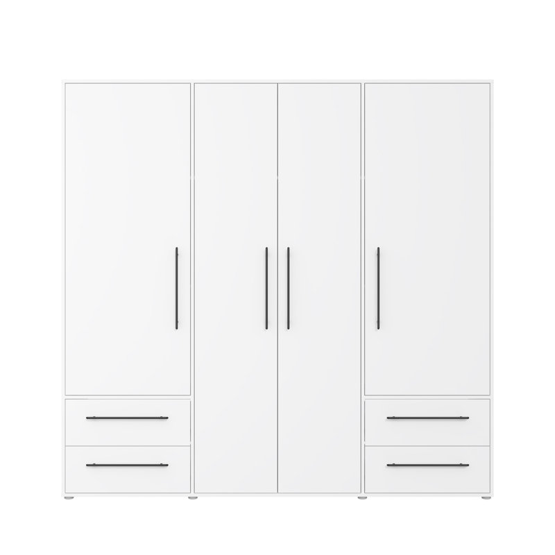 Minija 4 Door Manufactured Wood Wardrobe, White