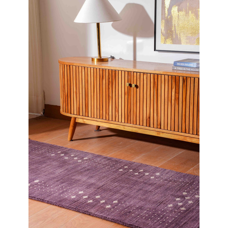 Anley HAND KNOTTED LOOM WOOL ECO-FRIENDLY AREA RUGS - Runner | Purple | Contemporary Design | Area Rugs for Living room, Bedroom