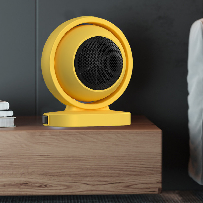 Ventilateur de chauffage, petit ventilateur de circulation, protection contre la surchauffe petit plancher, Yellow