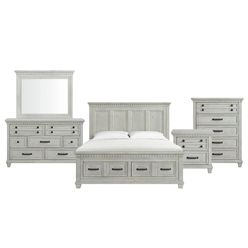 Ensemble de chambre à coucher avec rangement 5 pièces Palermo, Très grand lit