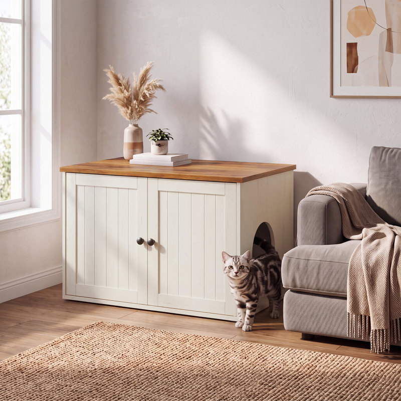 Armoire pour litière pour chat, ensemble pour chat super rapide, blanc et brun, Brown