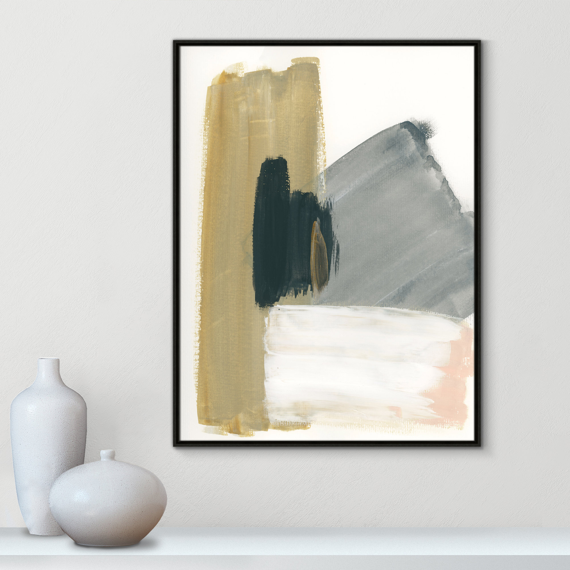 Marble Block Symmetry II by - Floater Frame Print on Canvas, Espresso Framed, 41.5" H x 31.5" W x 2" D