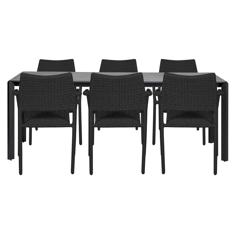 Kritina Rectangular 6 - Person 200Cm Long Dining Set, Dark Grey