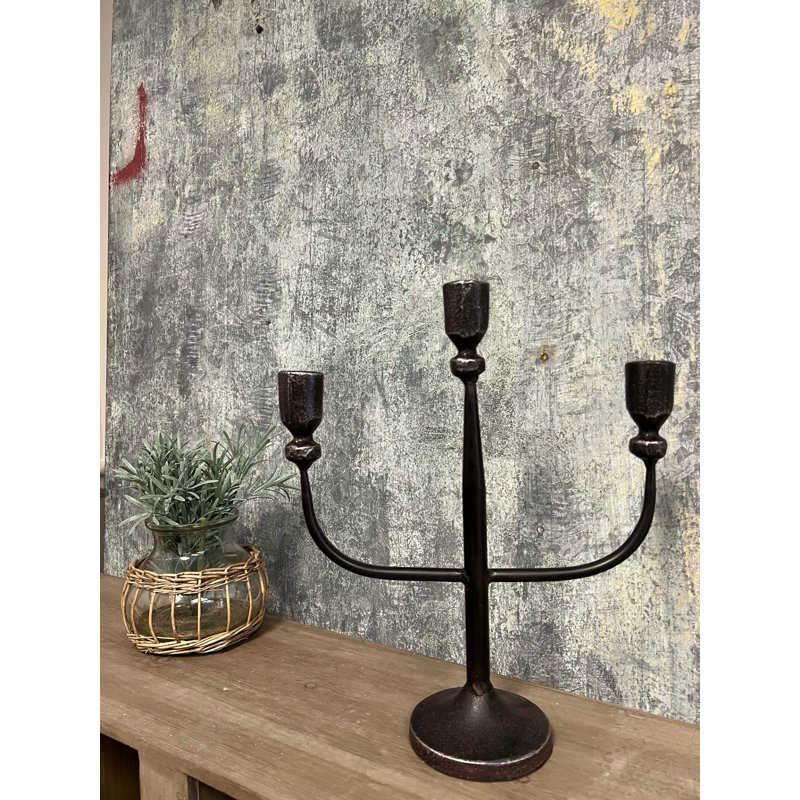3-Arm Taper Candle Holder, Black