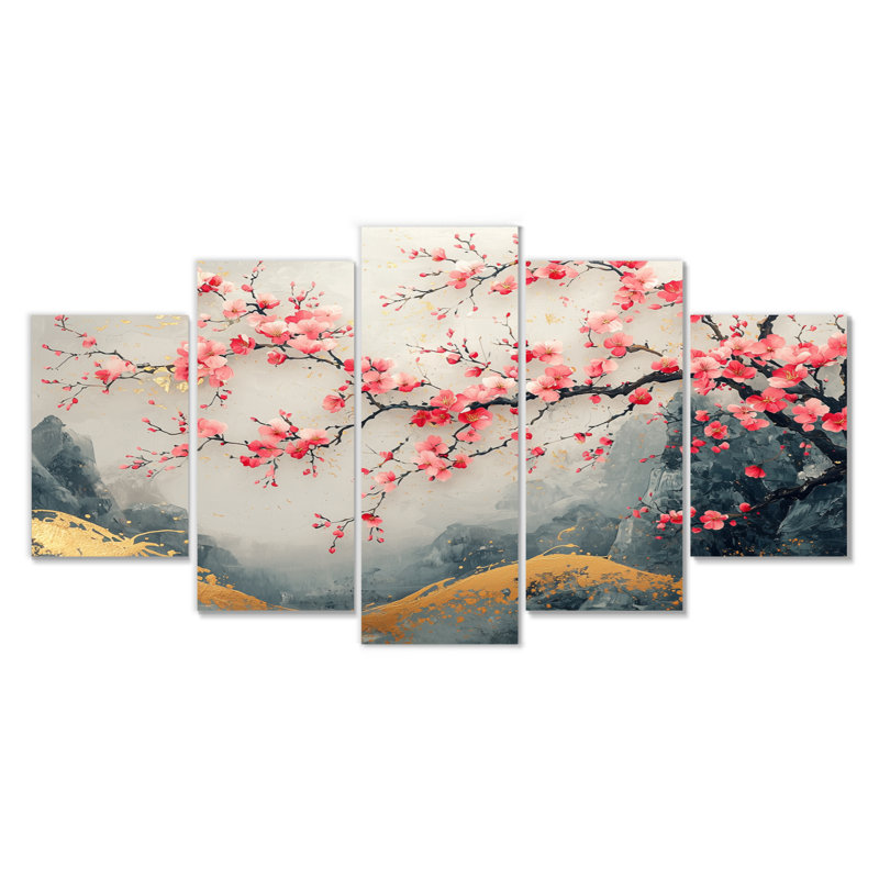 Ensemble de salon art mural cerisier en fleurs japonais Japon II