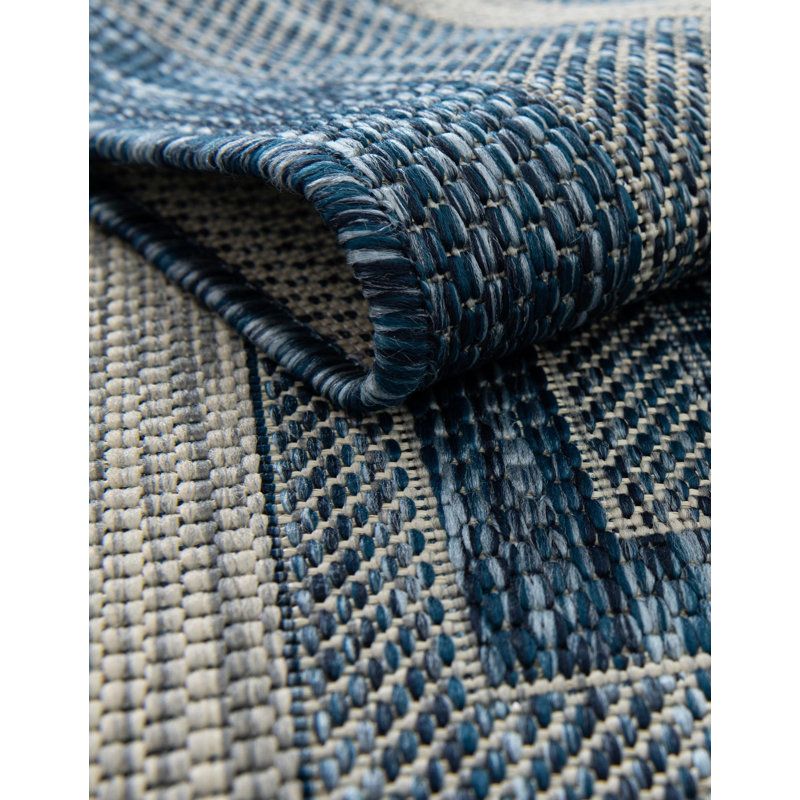 Tapis intérieur / extérieur Sevinc, Blue, Square 5'3"