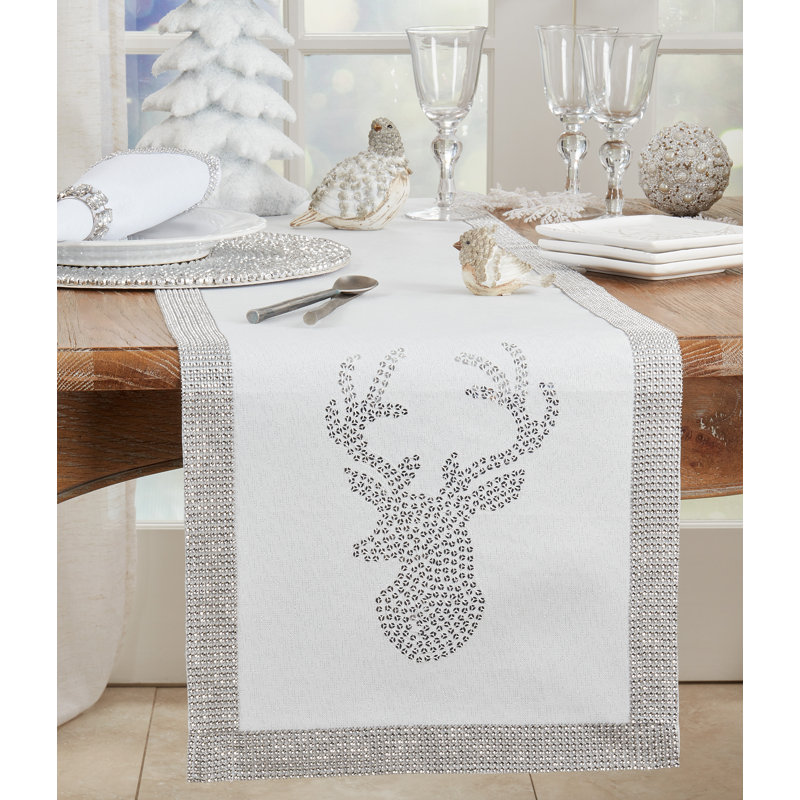 Runner_Reindeer Design Sequin Table Runner, 90" L x 16" W